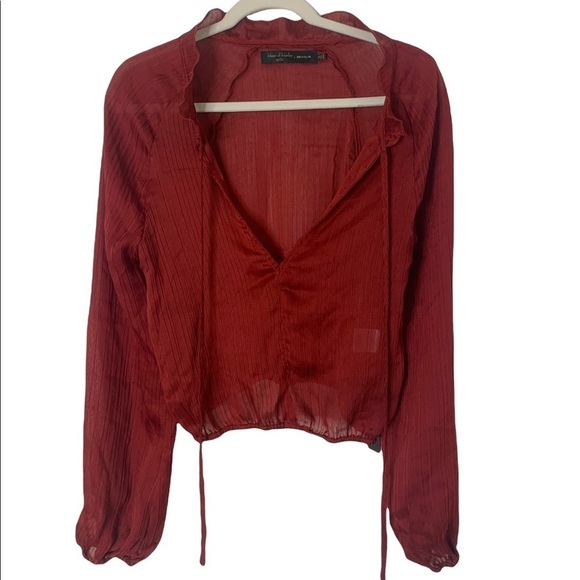 House of Harlow x Revolve Tops - NWT House of Harlow 1960 x Revolve Burgundy XXS Cropped Peasant Style Top